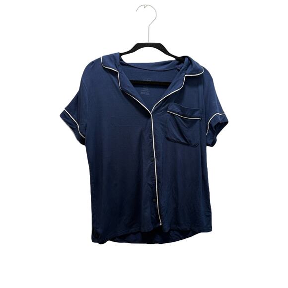AUDEN‎ Womens Sleepware Pajama Top Size M Blue Button Sleep Shirt Pocket *295 - Picture 1 of 8